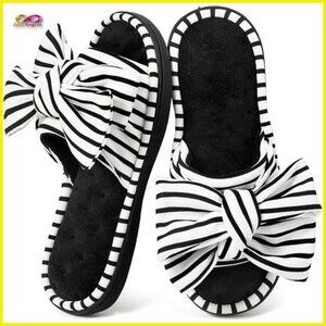 Memory Foam Slide Slippers Open Toe House Shoes Comfortable Chic Lounge Wear